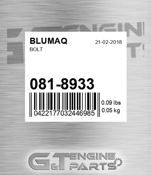081-8933 Bolt for BLUMAQ