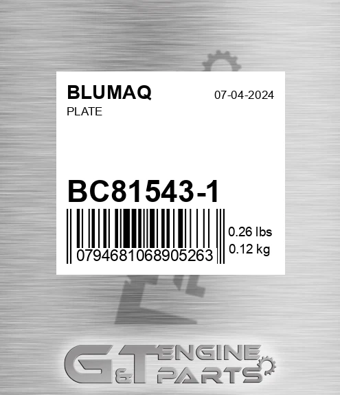 BC81543-1 Plate for BLUMAQ