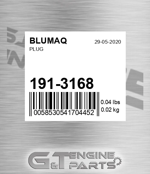 191-3168 Plug for BLUMAQ
