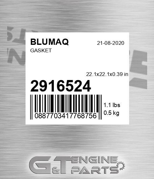 291-6524 Gasket for BLUMAQ