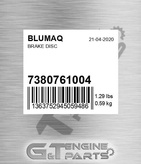738.07.610.04 Brake Disc for BLUMAQ