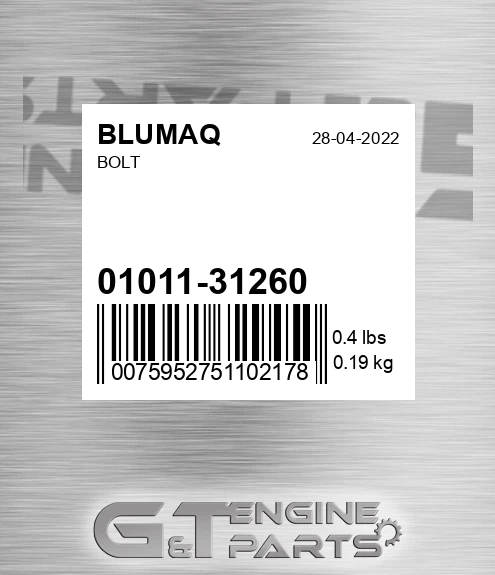 01011-31260 Bolt for BLUMAQ