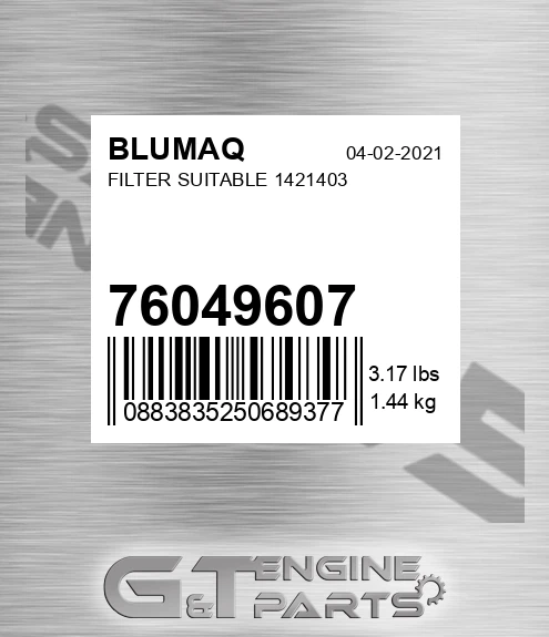 76049607 BLUMAQ Filter Suitable 1421403