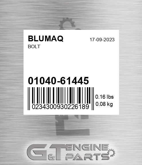 01040-61445 Bolt for BLUMAQ