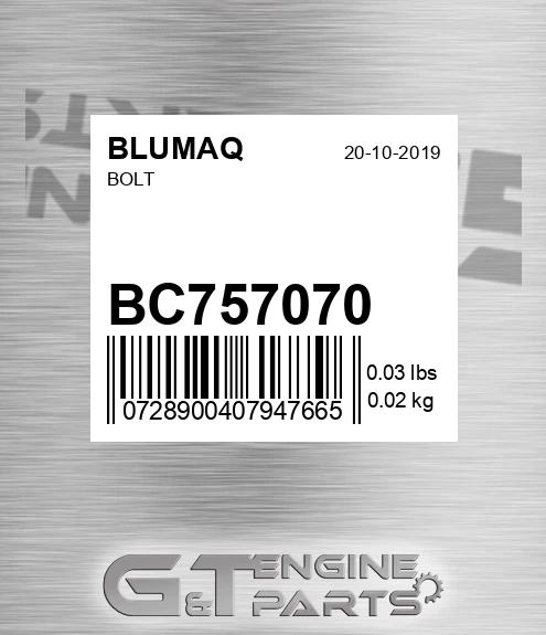 BC75707-0 Bolt for BLUMAQ