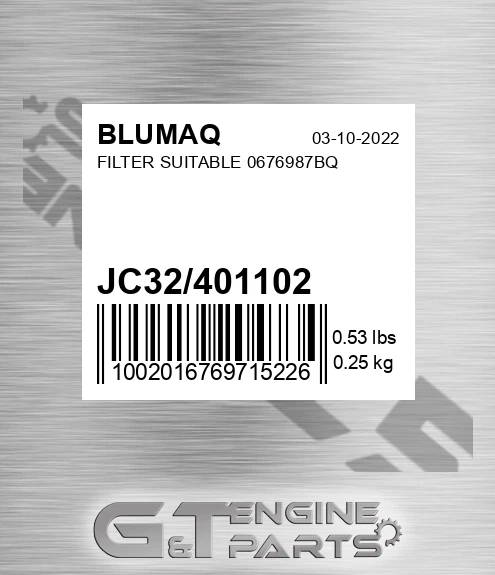 JC32/401102 Filter Suitable 0676987bq for BLUMAQ