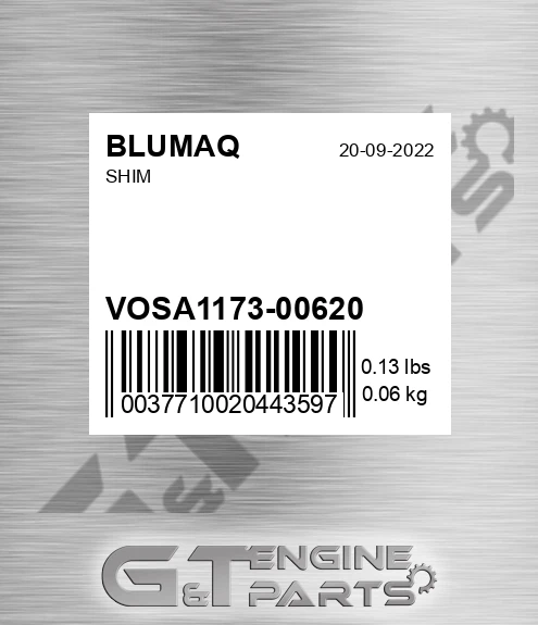 VOSA1173-00620 Shim for BLUMAQ