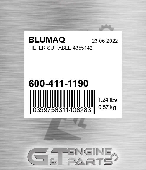 600-411-1190 Filter Suitable 4355142 for BLUMAQ