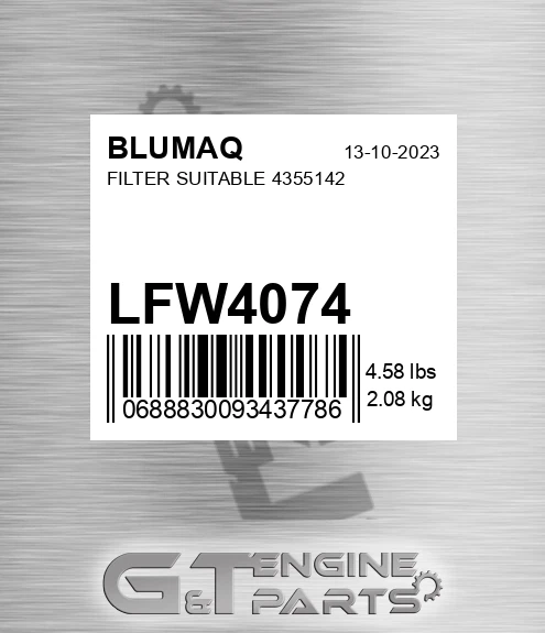 LFW4074 Filter Suitable 4355142 for BLUMAQ
