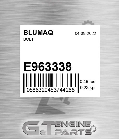E963338 Bolt for BLUMAQ