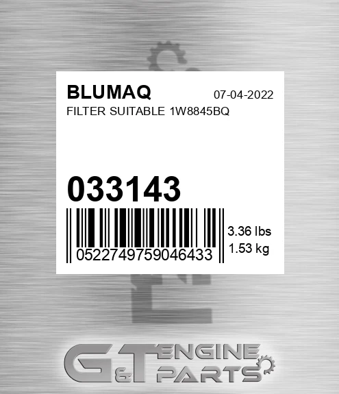 033.143 Filter Suitable 1w8845bq for BLUMAQ