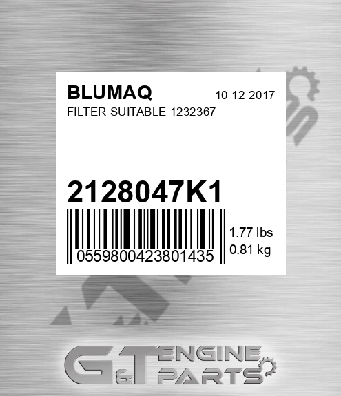 2128047K1 Filter Suitable 1232367 for BLUMAQ