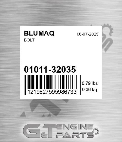01011-32035 Bolt for BLUMAQ