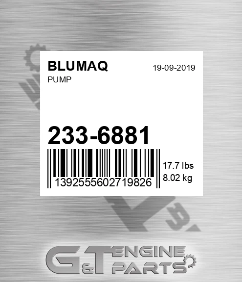 233-6881 Pump for BLUMAQ