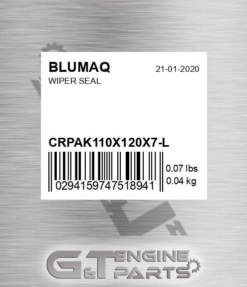 CRPAK110X120X7-L Wiper Seal for BLUMAQ
