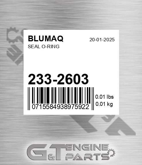 233-2603 Seal O-ring for BLUMAQ