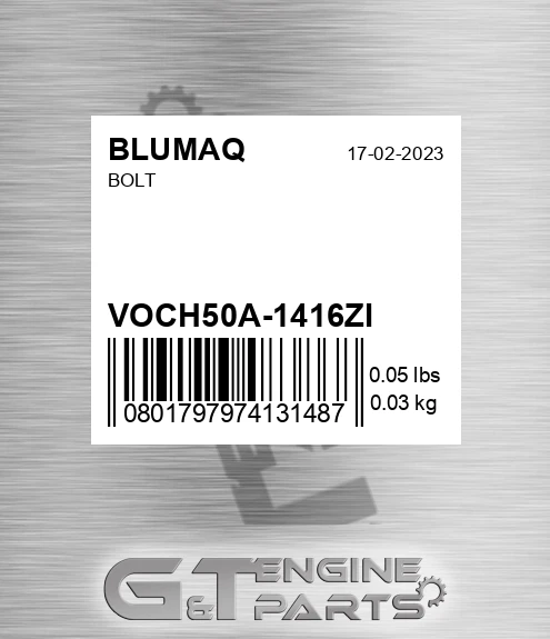 VOCH50A-1416ZI Bolt for BLUMAQ