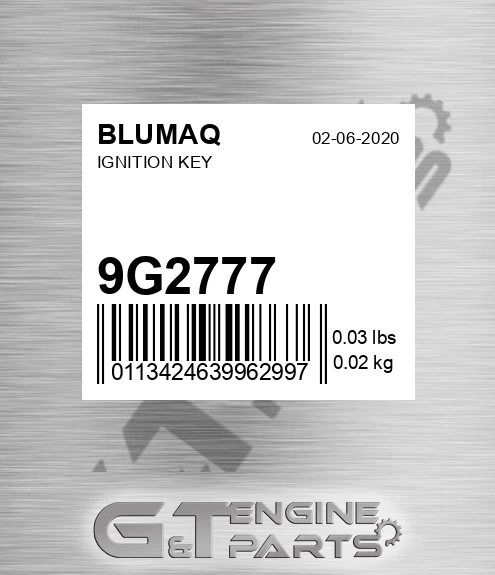 9G-2777 BLUMAQ Ignition Key