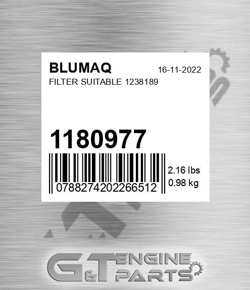 1180977 BLUMAQ Filter Suitable 1238189