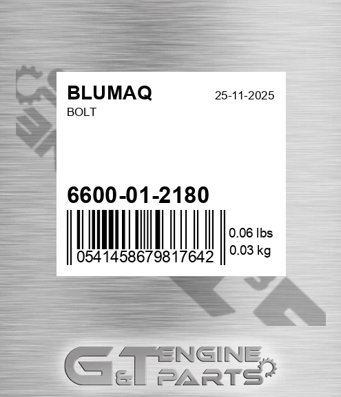 6600-01-2180 Bolt for BLUMAQ