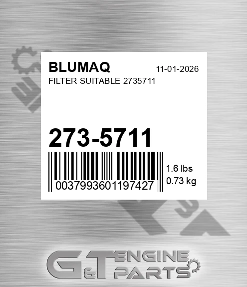 273-5711 Filter Suitable 2735711