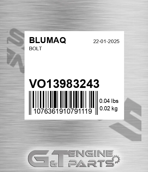 VO13983243 Bolt for BLUMAQ