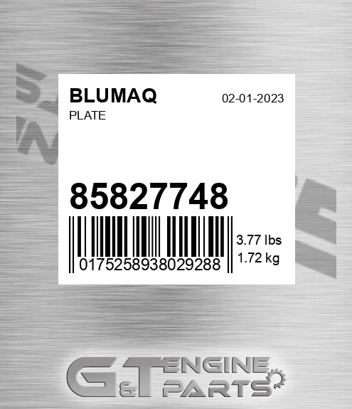 85827748 Plate