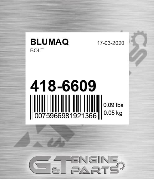 418-6609 Bolt for BLUMAQ