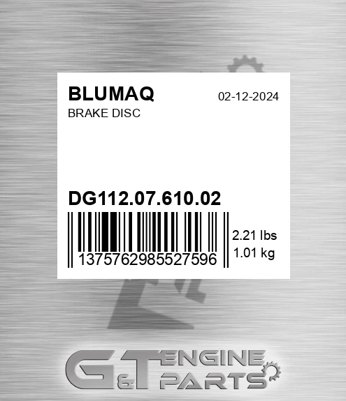 DG112.07.610.02 Brake Disc for BLUMAQ