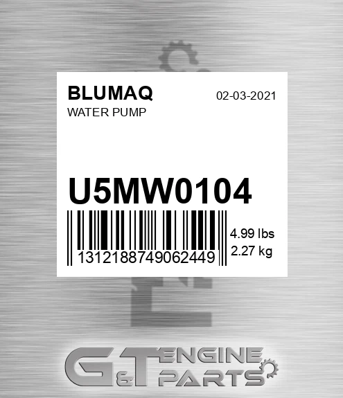 U5MW0104 Water Pump for BLUMAQ