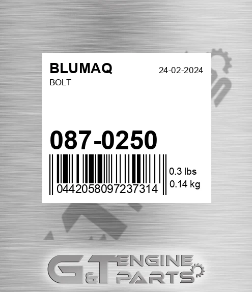 087-0250 Bolt for BLUMAQ