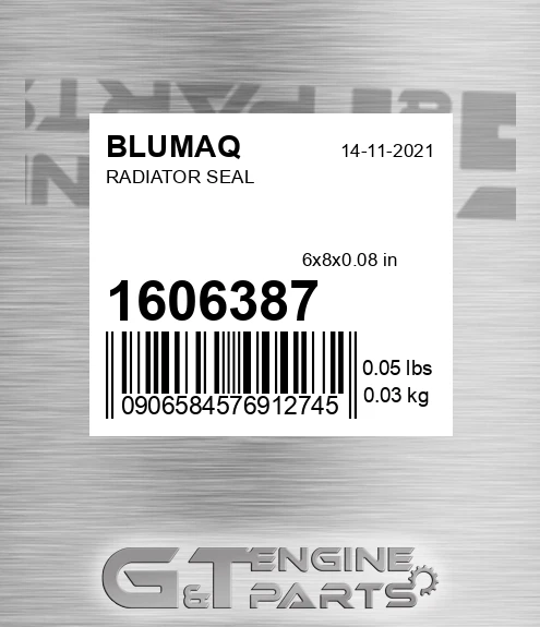 160-6387 Radiator Seal for BLUMAQ