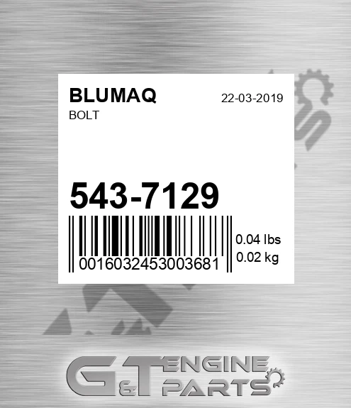 543-7129 Bolt for BLUMAQ