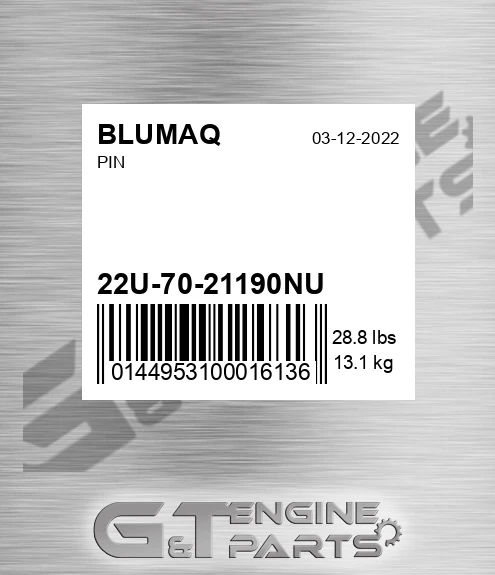 22U-70-21190NU Pin for BLUMAQ