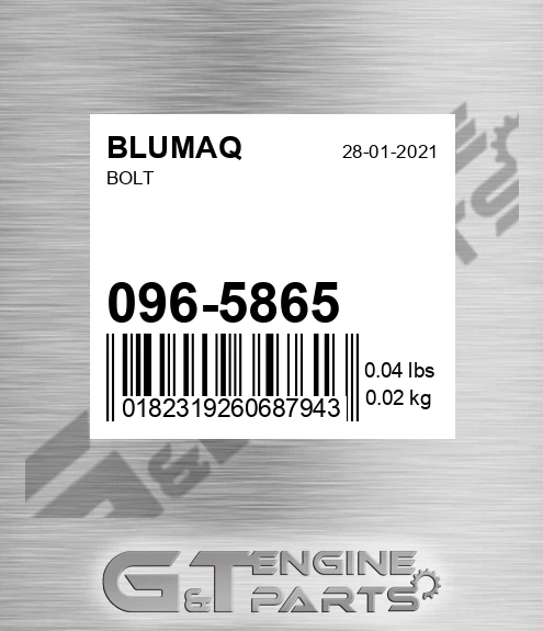 096-5865 Bolt for BLUMAQ