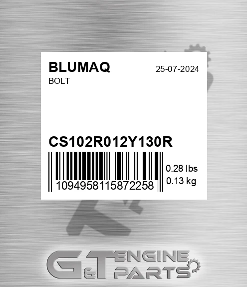 CS102R012Y130R BLUMAQ Bolt