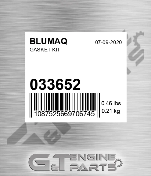 033.652 Gasket Kit for BLUMAQ