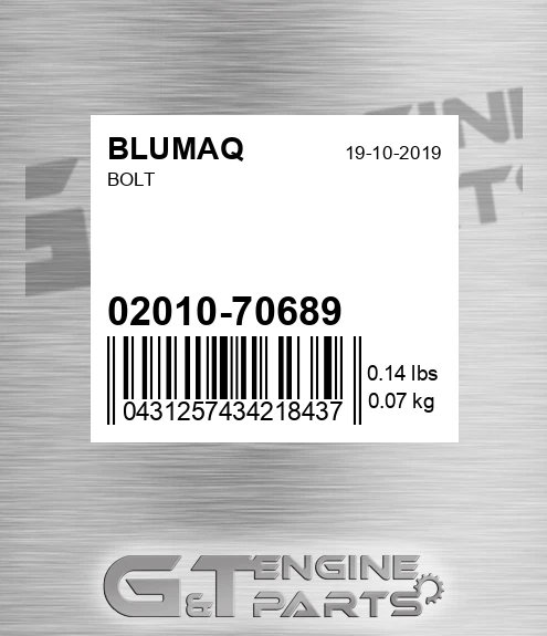 02010-70689 Bolt for BLUMAQ