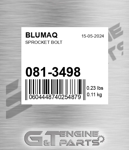 081-3498 Sprocket Bolt for BLUMAQ