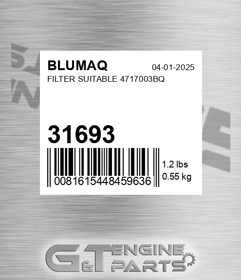31693 Filter Suitable 4717003bq for BLUMAQ