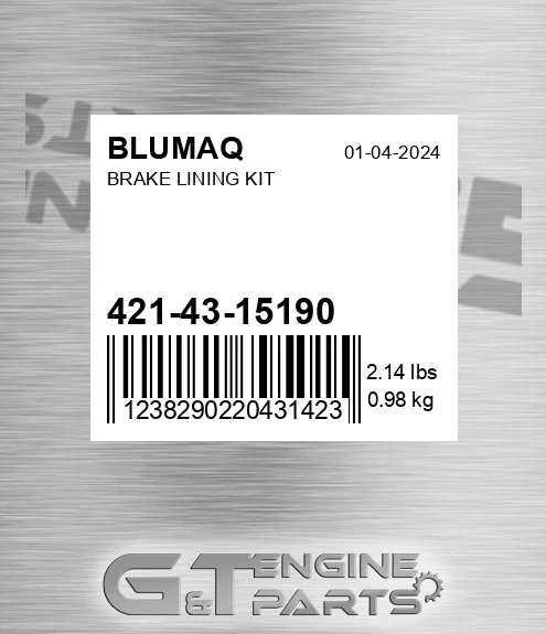 421-43-15190 Brake Lining Kit for BLUMAQ
