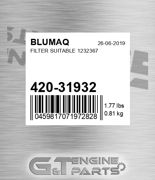 42031932 Filter Suitable 1232367 for BLUMAQ