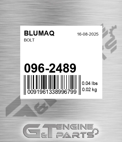 096-2489 Bolt for BLUMAQ