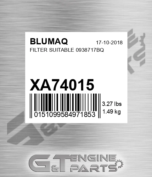 XA74015 Filter Suitable 0938717bq