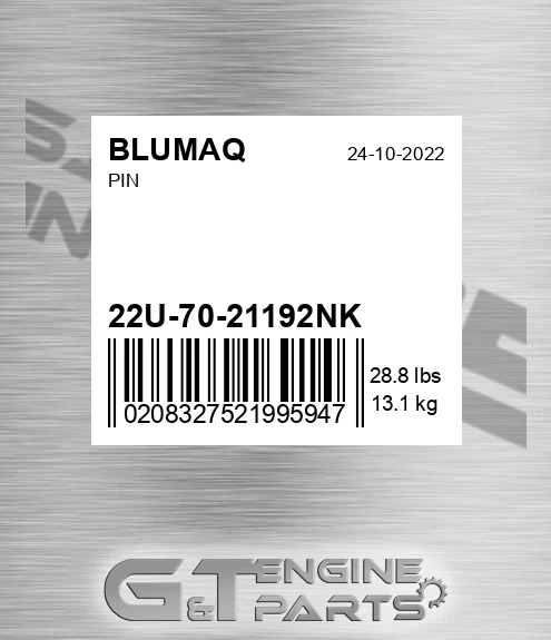 22U-70-21192NK Pin for BLUMAQ