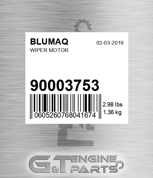 900.03753 Wiper Motor for BLUMAQ
