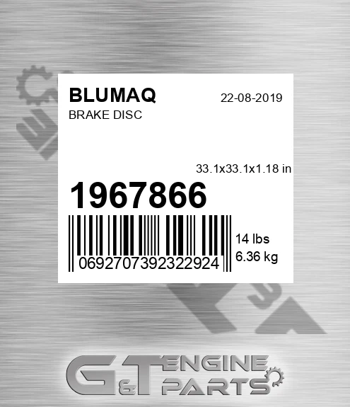 196-7866 Brake Disc for BLUMAQ