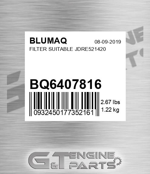BQ6407816 Filter Suitable Jdre521420 for BLUMAQ