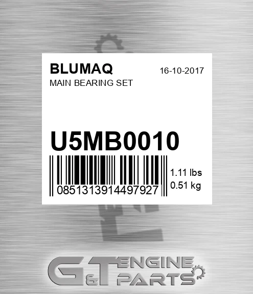 U5MB0010 Main Bearing Set
