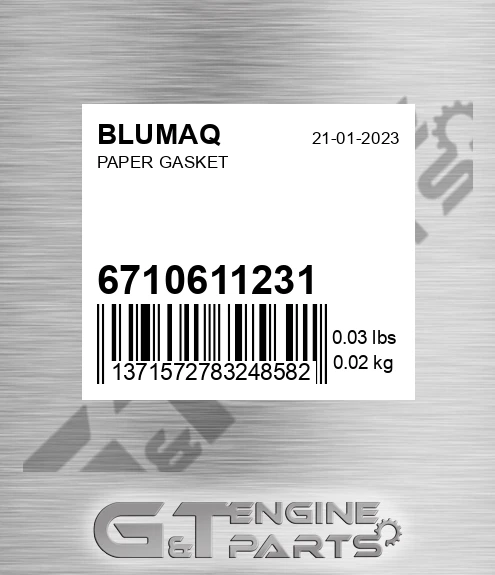6710-61-1231 Paper Gasket for BLUMAQ